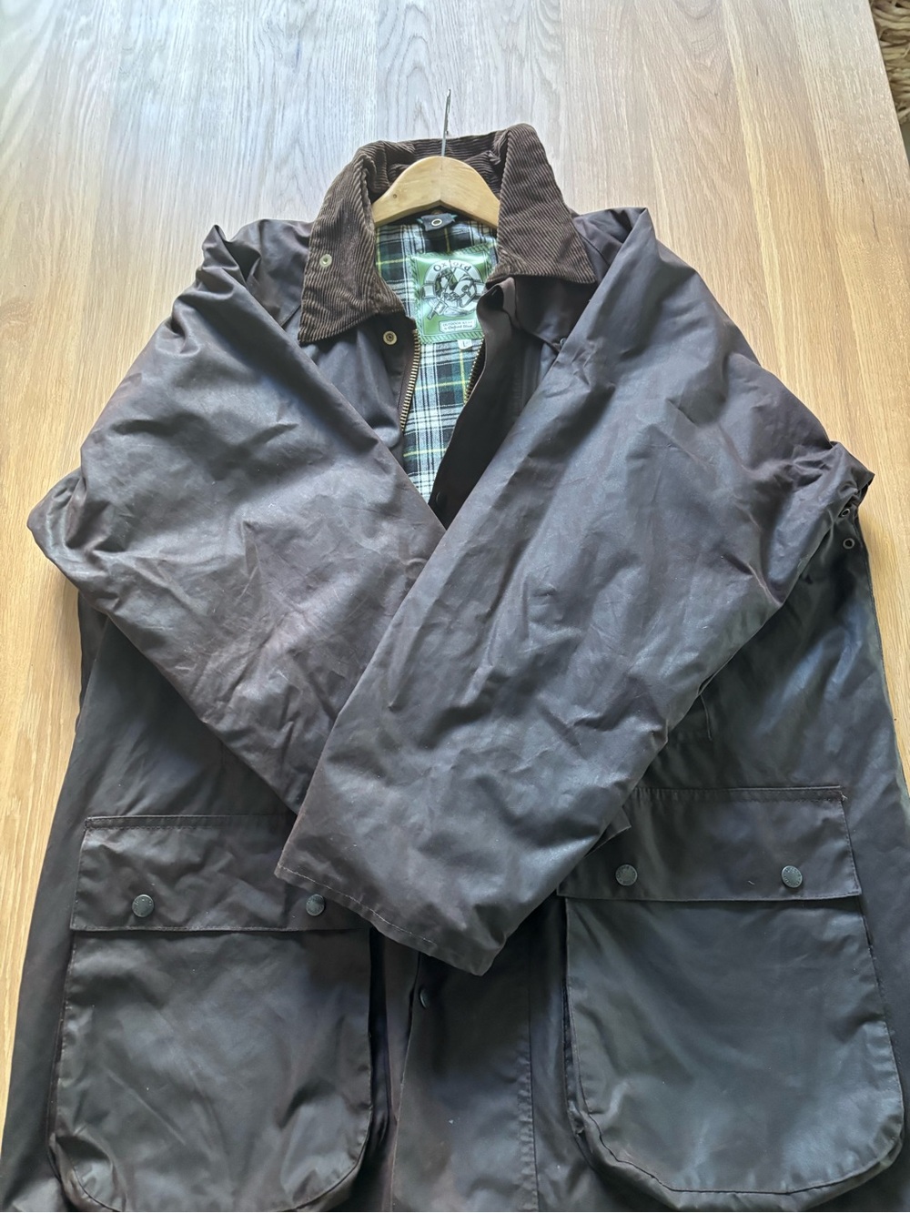 Oxford Dark Brown Waxed Field Jacket with Corduroy Collar
